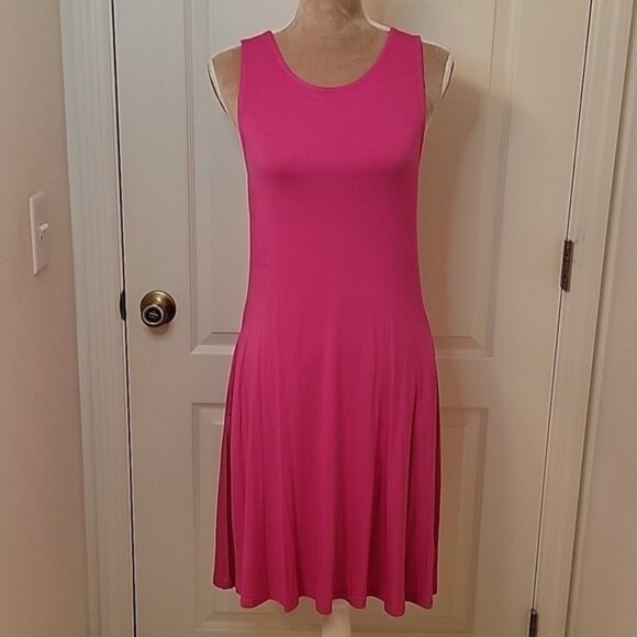 Cupio Womens Bright Pink Sleeveless Casual Summer Dress with Pockets Size S NWT - Picture 1 of 7